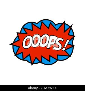 Shout oops in a cloud of comic-style dialogue. Colored badge for printing stickers, stripes, badges. Vector illustration. Stock Vector
