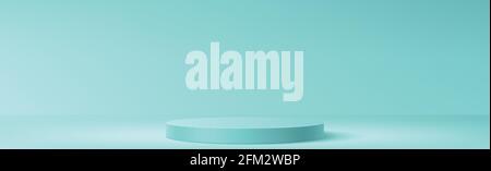 Blue studio background, with a round podium - Vector illustration Stock Vector