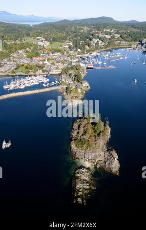 Grace Islet and Grace Point in Ganges Harbour, Saltspring Island, British Columbia, Canada Stock Photo