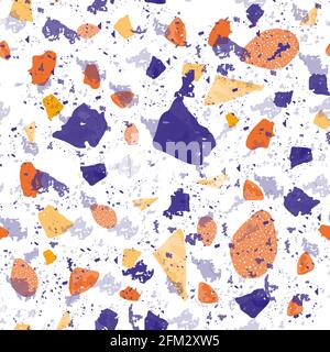 Terrazzo seamless pattern. Colorful classic flooring texture. Charming background made of natural stones, granite, quartz, marble, and concrete. Moder Stock Vector