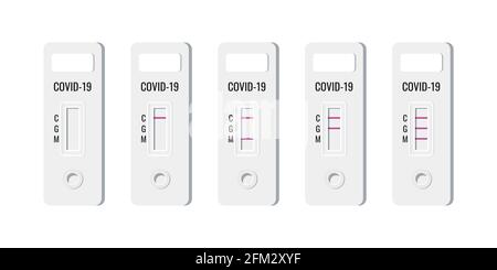 Rapid covid antigen tests result set vector illustration. Stock Vector