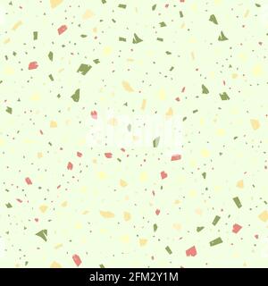 Terrazzo seamless pattern. Khaki classic flooring texture. Breathtaking background made of natural stones, granite, quartz, marble, and concrete. Note Stock Vector