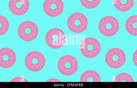 Sweet summer seamless pattern with donuts vector illustrations. Stock Vector