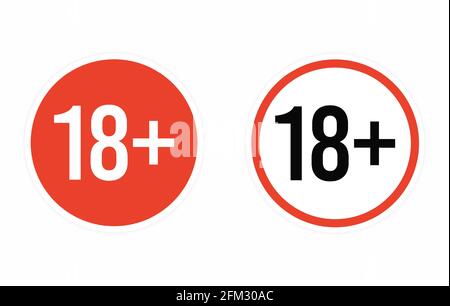 Under 18 years warning symbol or eighteen years restriction vector  illustration. Red, white Stock Vector Image & Art - Alamy