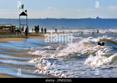 Sand beach in the Adriatic Sea in the Mediterranean southern Italy. Stock Photo