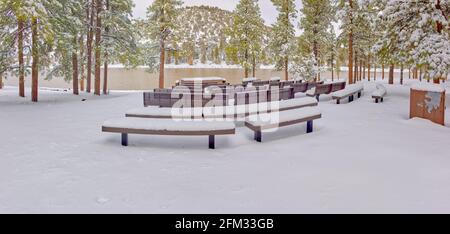 Snow Covered Amphitheater, Kaibab Lake, Kaibab National Forest, Arizona, USA Stock Photo