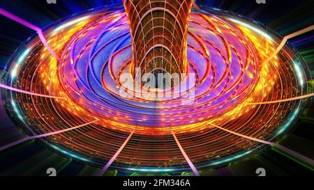 Distorted view of the inside of the ARTIC transportation station, Anaheim, California, USA Stock Photo