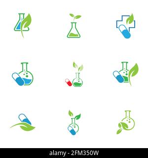 logo template set of natural medicine design Stock Vector