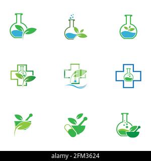 logo template set of natural medicine design Stock Vector