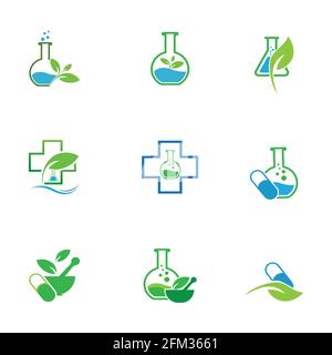 logo template set of natural medicine design Stock Vector
