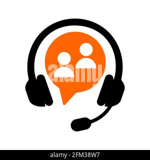 Customer support online service icon. Call center sign with headset isolated on white background. Client chat technology concept. Vector flat illustration. Stock Vector