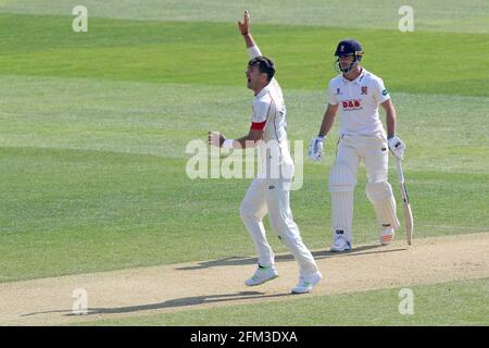 Jimmy Anderson of Lancashire with an appeal for a wicket during Essex CCC vs Lancashire CCC, Specsavers County Championship Division 1 Cricket at The Stock Photo