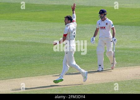 Jimmy Anderson of Lancashire with an appeal for a wicket during Essex CCC vs Lancashire CCC, Specsavers County Championship Division 1 Cricket at The Stock Photo