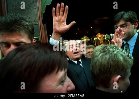 Dodi Al Fayed during walkabout near Harrods August 1998 store in London as mourners visit Princess Diana and Dodi Al Fayed shrine Stock Photo