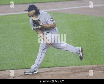 Houston Astros starting pitcher Luis Garcia (77) pitches during the second  inning of the MLB game between the Houston Astros and the Detroit Tigers on  Stock Photo - Alamy