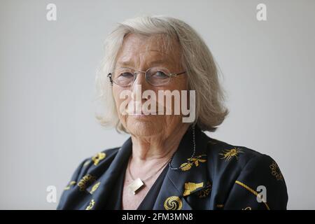 Cologne, Germany. 05th May, 2021. Carmen Thomas, presenter, standing in a studio. Carmen Thomas is unforgotten as the presenter of the cult show 'Hallo Ü-Wagen'. Now she is turning 75 - and is worried about the long-term effects of Corona. Credit: Oliver Berg/dpa/Alamy Live News Stock Photo