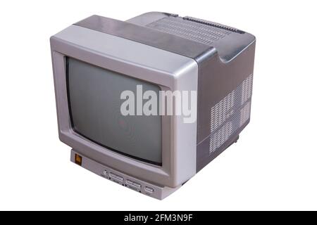 Retro old television isolated on white background, work with clipping path. Stock Photo