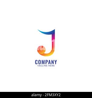 Colorful Letter J Alphabet Music Logo Design. Initial, Musical Note, Quaver, Eighth Notes logo concept isolated on white background. Rainbow Spectrum Stock Vector