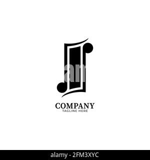 Letter I Alphabet Music Logo Design isolated on white color background. Initial and Musical Note, Quaver, Eighth Notes logo concept. Stock Vector