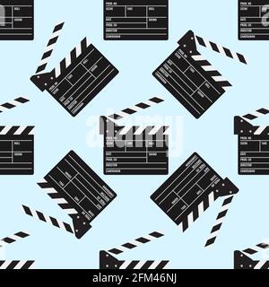 Cinema or Movie clapper seamless pattern for your design. Film clapper board. Flat color Vector Illustration Stock Vector