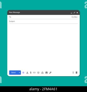 Blank window of email. Mockup of email box with blank message design. Vector EPS 10 Stock Vector
