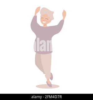 Happy Woman in a Casual Modern Clothes Dances  Stock Vector