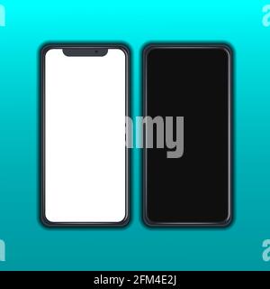 Editable realistic trendy mockup smartphone with blank white screen for visual ui app demonstration. Stock Vector
