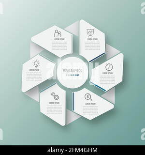 Vector illustration infographics 6 options. Template for brochure, business, web design. Stock Vector