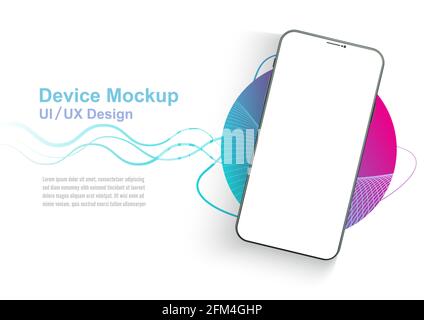 New realistic mobile green smartphone modern style blank screen. Template for infographics or presentation UI design interface. illustrator vector. Stock Vector
