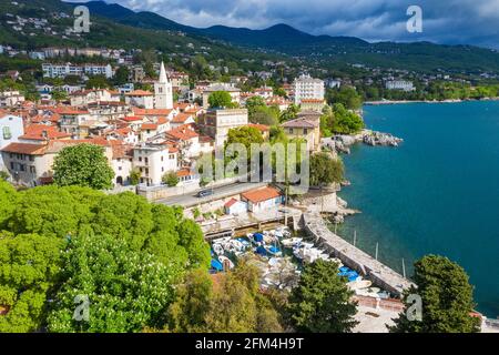 Aerial view of Lovran town in Croatia Stock Photo