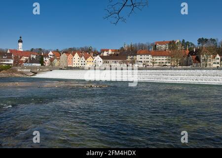 View to Landsberg am Lech,Deutschland, Germany, Bayern, Bavaria, Bayern, Bavaria, Fluss, Lech, Wasser, Stock Photo