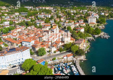 Aerial view of Lovran town in Croatia Stock Photo