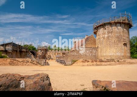 Medieval construction site of the castle of Guedelon, Yonne (89), Treigny, Bourgogne-Franche-Comte region, France Stock Photo