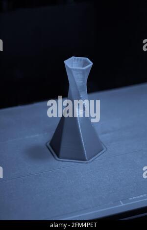 model is printed on the 3D printer close-up Stock Photo