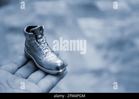 Object in the form of a boot printed on a 3d printer and covered with enamel Stock Photo