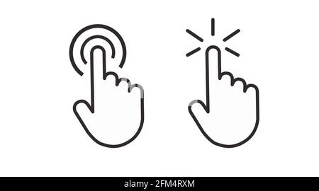 Hand click icon. Vector isolated black and white flat illustration Stock Vector