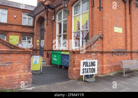 Bideford, UK - May 6, 2021: Polling station in small north Devon town. Local elections. Stock Photo