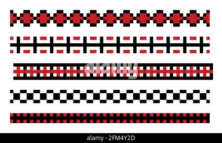 seamless pixelated borders Stock Vector