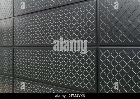 decorative wall panels with crosshatch pattern in linear perspective Stock Photo