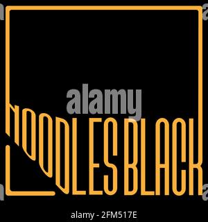 minimal black logo lettering of black noodles in a square on a black background 1 Stock Vector