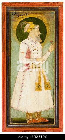 Emperor Shah Jahan (1592-1666), 5th Mughal Emperor, portrait painting 1700-1799 Stock Photo