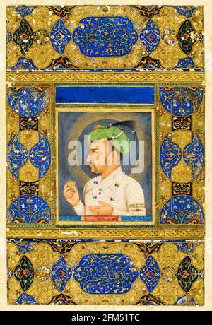 Emperor Jahangir (1569-1627), 4th Mughal Emperor, portrait painting by Mughal School, 1700-1799 Stock Photo