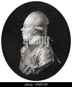 Paul I (1754-1801), Emperor of Russia (1796-1801), portrait engraving by JE Mansfield, 1775-1825 Stock Photo