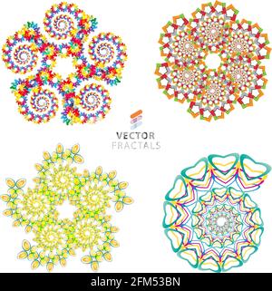 Vector colorful fractal flower creative design collection Stock Vector