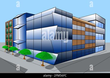 City Business Center Skyscrapers Quarter. Square Area. Dense Building. Hand  Drawn Isometry Sketch. Vector Line Contour. Stock Vector - Illustration of  isometry, property: 193520108