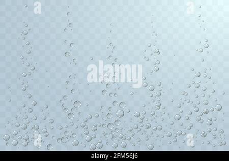 Underwater background with fizzing air bubbles. Fizzy sparkles in water, sea, aquarium, ocean. Stock Vector
