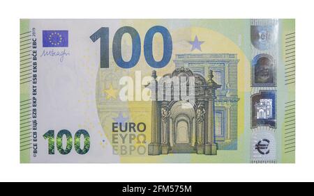 Front side of banknote 100 Euro (New note - 2019) Stock Photo