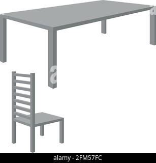 Table with chairs for cafes. Flat 3d isometric illustration. For infographics and design EPS 10 Stock Vector