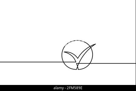 Continuous line drawing of check mark on white background. Vector ...