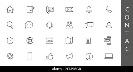 Contact us - minimal thin line web icon set. Outline icons collection. Stock Vector